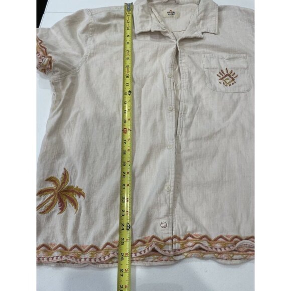 Marine Layer Shirt Womens XL Cotton Button Up Tropical Camp Pocket Extra Large - Picture 7 of 8